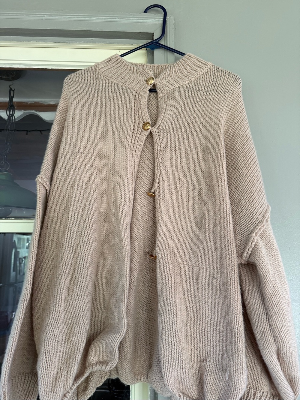 SHEIN Cream Button-Front Knit Cardigan
